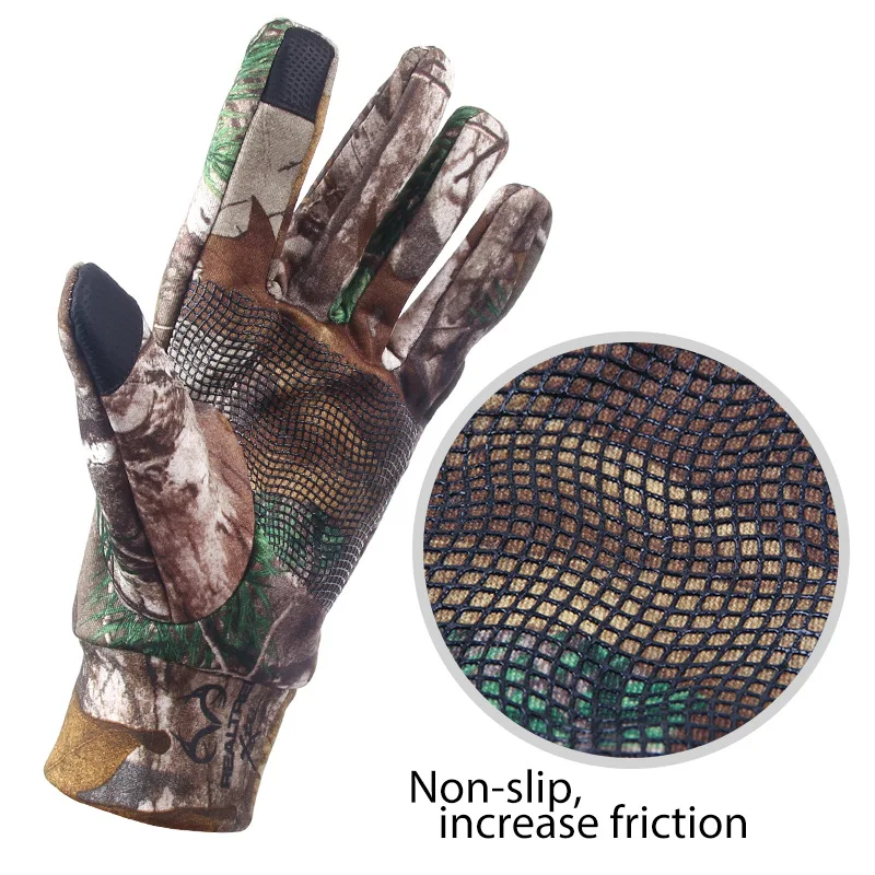 Outdoor Camouflage Gloves Thin Section Warm Windproof Skid Resistant Wear Fishing Gloves Average Size Universal jooyoo