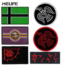 Team souvenir  Embroidered patch Vinnland Viking flag patch Odinic Norse Odins Raven Flag Patches Hook Tactical Badges for bag