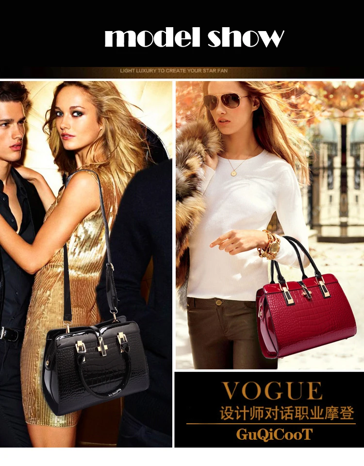 Новые модные женские сумки из кожи аллигатора, Европейский дизайн, лакированная кожа, женские сумки на плечо, женская брендовая роскошная сумка через плечо