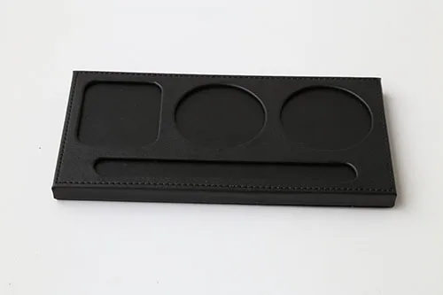 Изоляционная подставка с 3 слотами из дерева+ подставка для чашки из искусственной кожи для конференц-совещаний коврик+ ручка Fillister Holder 1201 - Цвет: Black