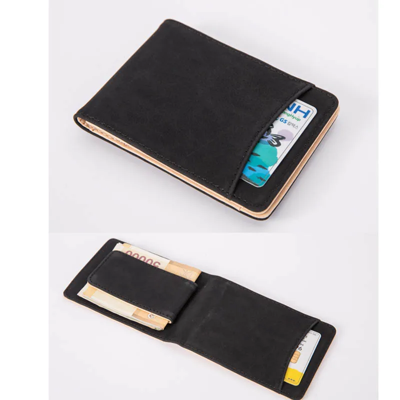 Fashion Faux Leather Magnet Slim Business Card Holder Wallet ID Credit Card Case Front Pocket ...