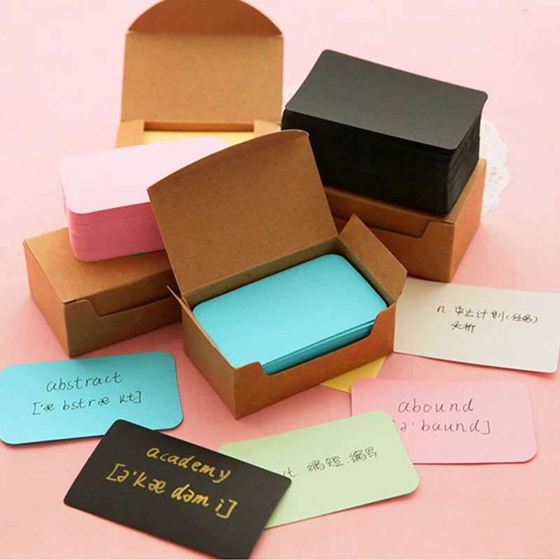 

100pcs Double-sided Blank Kraft Paper Business Cards Memo Pad Note Pads Card Word Card Message Card DIY Gift Stationery Supplies