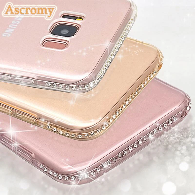 

Ascromy Soft Rhinestone Case For Samsung Galaxy S9 S8 S7 S6 Edge Note 10 Plus A5 J7 J5 J3 2017 J310 2016 Cover Coque Accessories