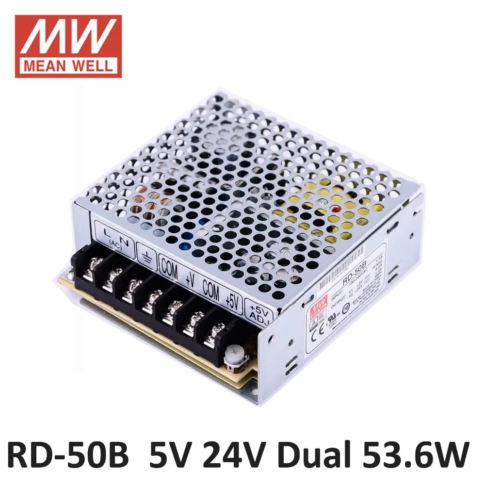 блок питания Оригинал Mean well RD-50B 53.6 Вт 5 В 4A 24 1.4A Двойной выход Электропитанием