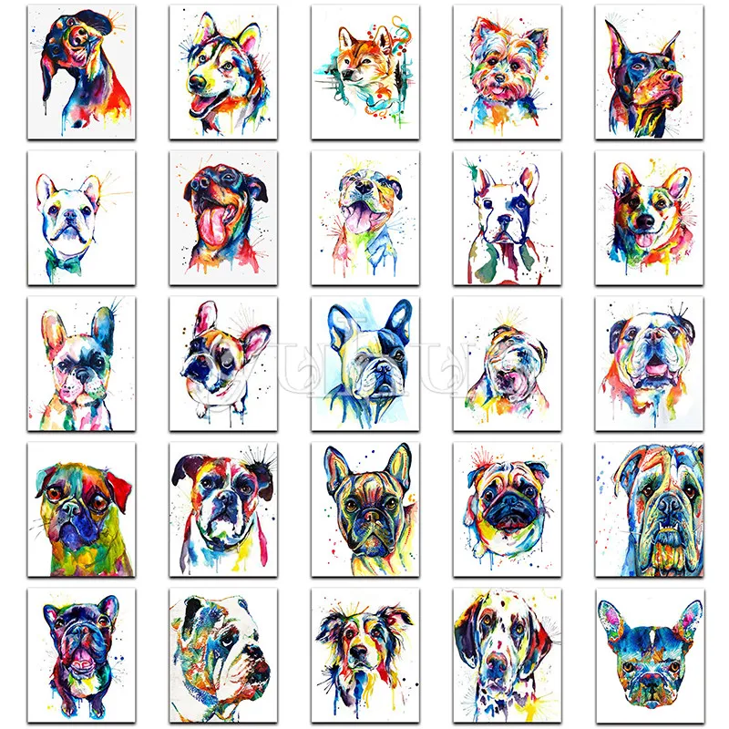 

DIY 3D Diamond painting Cross stitch color animal Full Square Diamond embroidery dog Full Round Diamond mosaic French Bulldog #