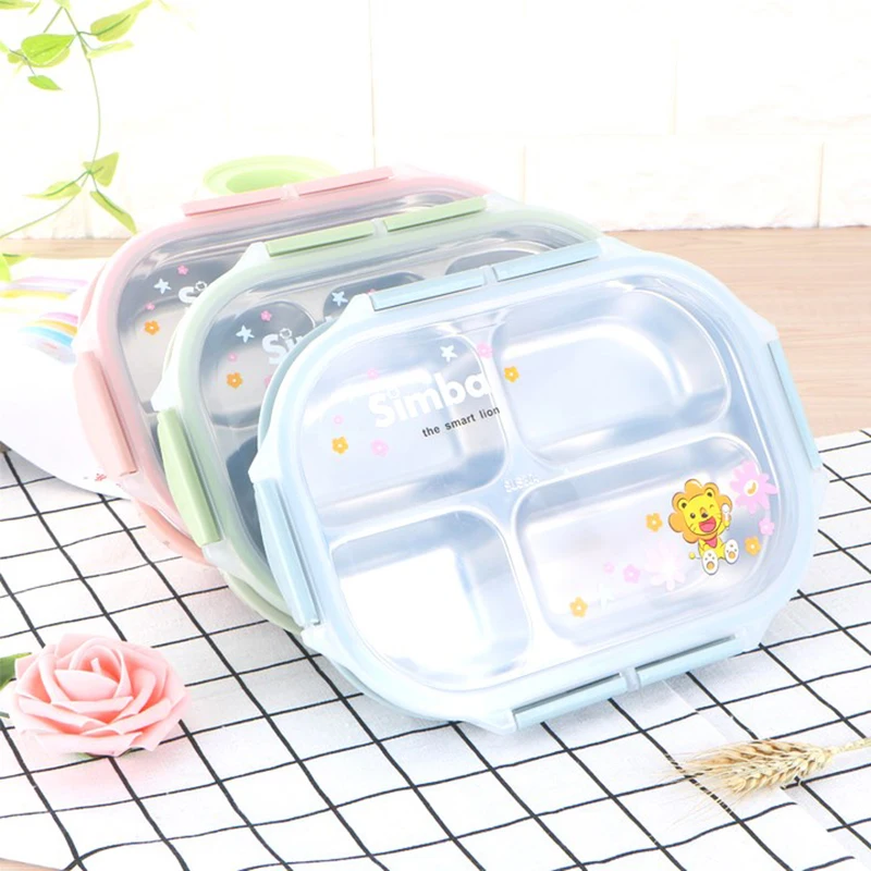 

ONEUP Lunch box Stainless steel cute Kids Bento Box Picnic School Healthy Food container with compartments microwavable