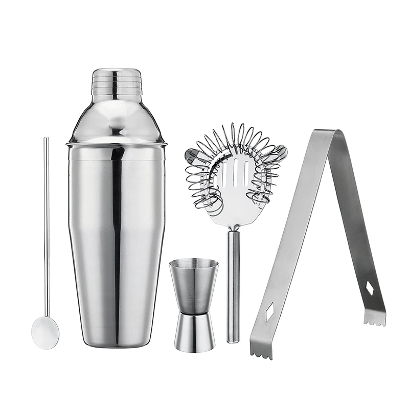 5Pcs 750ml Professional Bartender Set Cocktail Shaker Set Hand Shaker