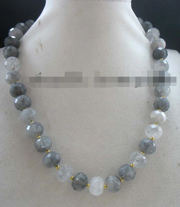 

Jewelr 005488 gray quartz faceted roundel 10*14mm necklace 18" nature