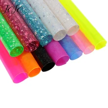 ジョジョ弓 22*30 センチメートル透明 Pvc 合成皮革生地印刷されたドット Blingbling スター Diy 帽子ヘア弓材料(China)