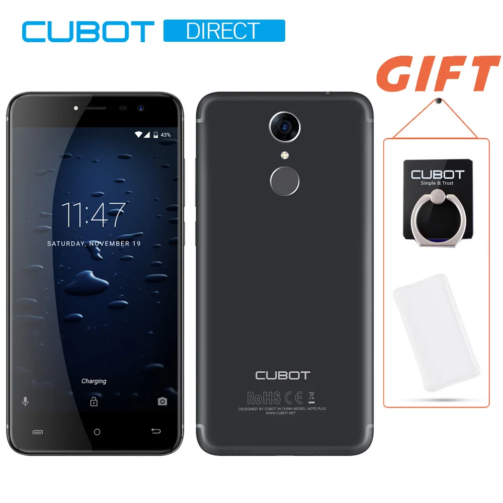 Cubot Note Plus смартфон MT6737T четырёхъядерный type-C Android 7,0 мобильный телефон 5,2 "FHD дисплей 4G LTE 16MP камера 3 ГБ + 32 ГБ 2800 мАч
