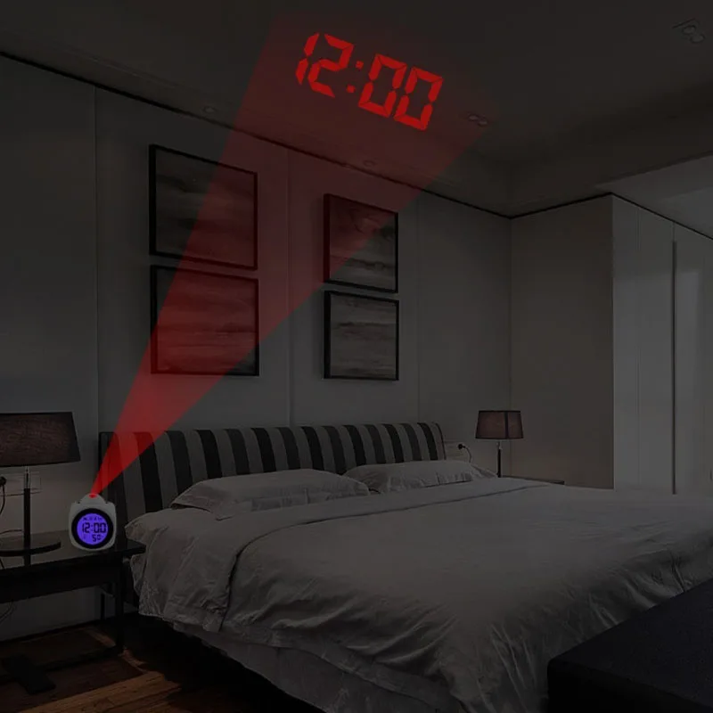 Проекционный будильник ночные огни температура цифровой время голосовой Повтор многофункциональный дисплей домашний стол тумбочки спальня лампа
