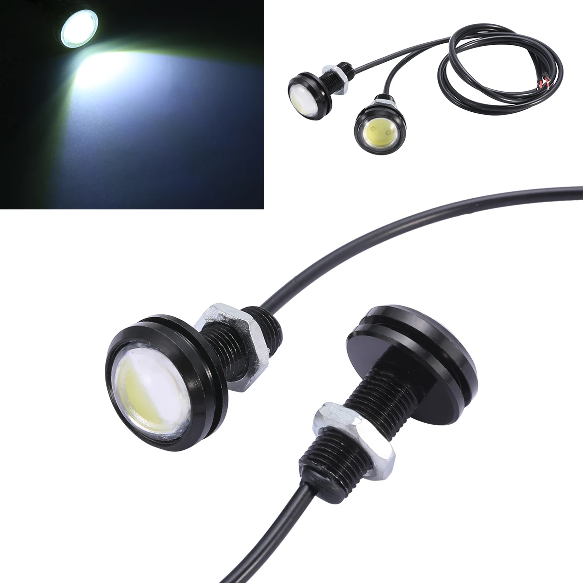 

Mayitr 2pcs 23mm Eagle Eye LED Car Motorcycle DRL Daytime Running Fog Tail Light Lamp White Car Styling Auto Fog Lights Parking