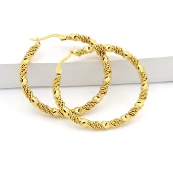 

Fashion Jewelry Double Cable Hoop Earrings 3 Size Brand Earrings For Women Gold Colour Hoop Earrings Brincos Europe Punk