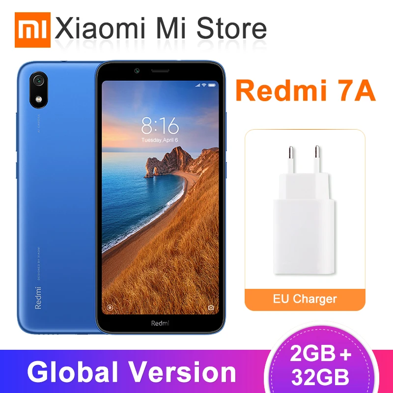 

In Stock Global Version Xiaomi Redmi 7A 2GB 32GB Mobile Phone 5.45" Snapdragon 439 Octa core 12MP Camera AI Face Unlock Phones