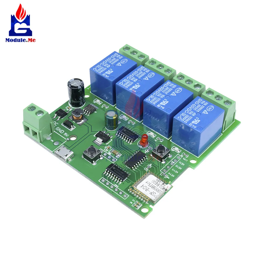 

4CH RF Smart Switch 4 Channel DC 5V/7-32V Relay Module Wireless WiFi Delay Relay Switch App Remote Control for Smart Home