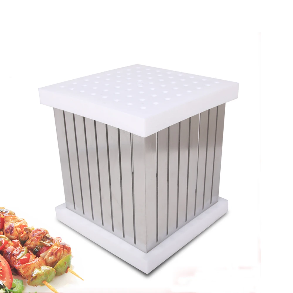 ABS Plastic + Stainless Steel Kebab Maker Box Rapid Wear Meat Make 64 Skewers One Time BBQ Barbecue Tool