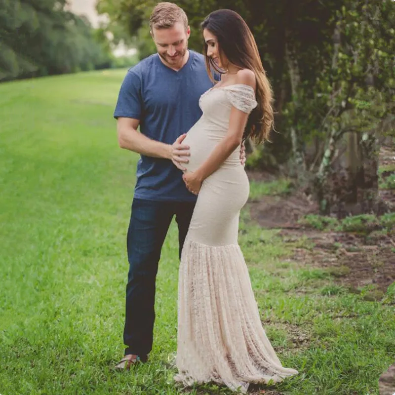 

New Europe Women Dresses Photo Fancy Photography Props Gown Maternity Lace+Cotton+Chiffon Dress Summer Pregnant Sleeveless maxi