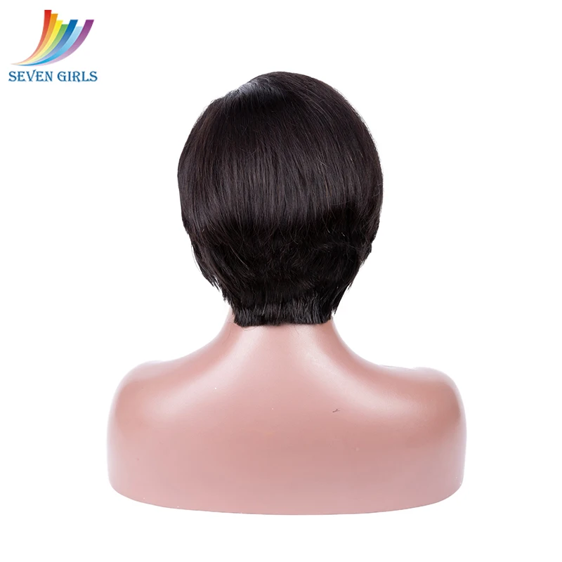 Sevengirls 100% Virgin Hair Natural Color Straight Human Hair Wig Brazilian Short BOB Lace Front Human Hair Wigs With Baby Hair