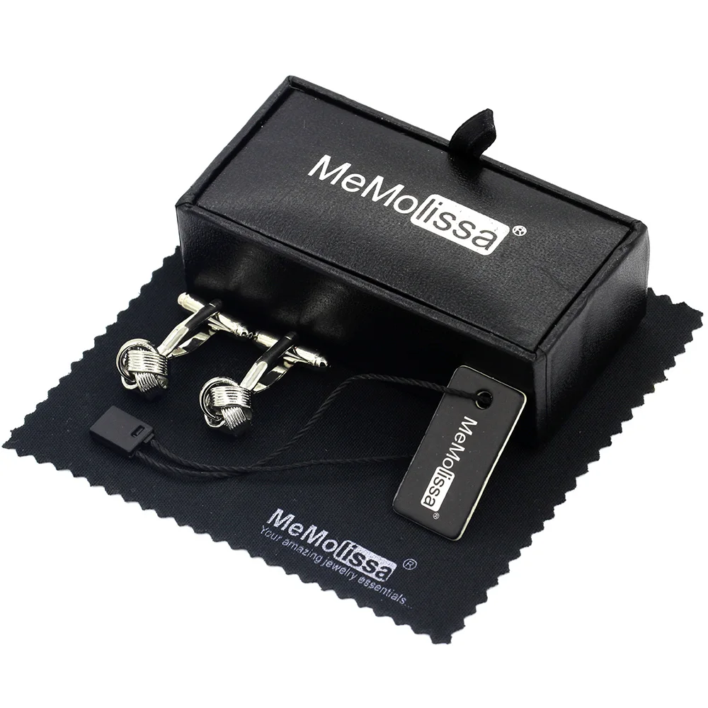 

Box Cufflinks Trendy Knot Design Cufflinks Silver Cufflinks Gift for Men Gemelos para hombre camisa Free Tag & Wipe Cloth
