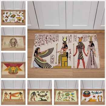

HD Egyptian Pharaoh Totem Print Carpet 46*76 PU Leather Door Mat Bathroom Kitchen Non-slip Floormat Home Decor Carpets And Mats