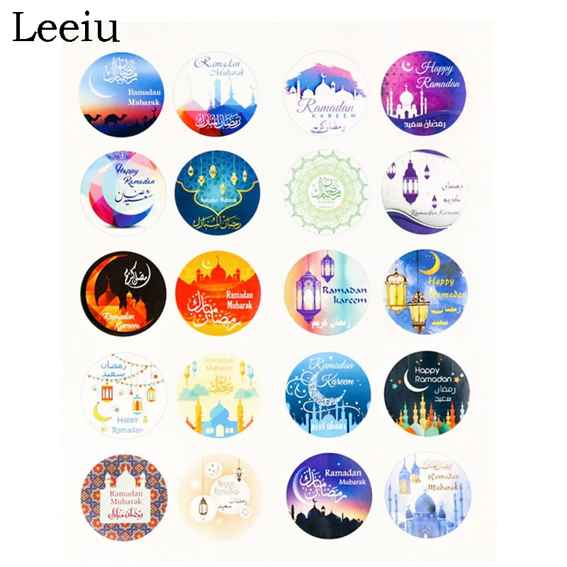 Leeiu 60 шт. Selft-клейкая наклейка Happy Eid Mubarak s Исламская мусульманская вечерние