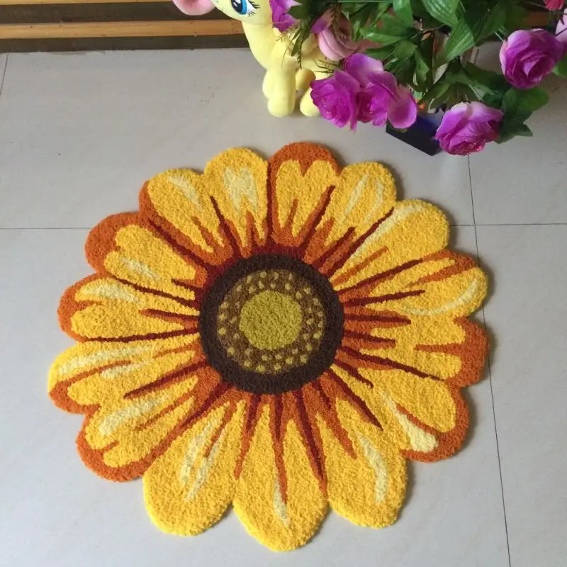 

High quality handmade chrysanthemum slip-resistant flower rug for home/bedroom red blue purple yellow 65*65cm 90*90cm 120*120cm