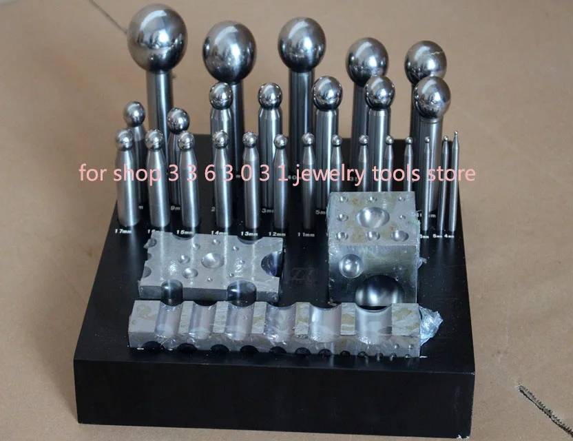 26pcs Jewelry Punch Set Big Size Pcnches and Block for Jewelry Making Silver Gold Plate FORMING TOOLS