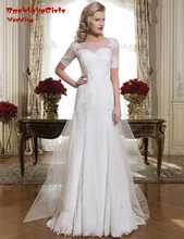 BacklakeGirls Sexy A Line Wedding Dresses 2017 Custom Made Tulle Court Train Beaded Crystal Bride Gowns