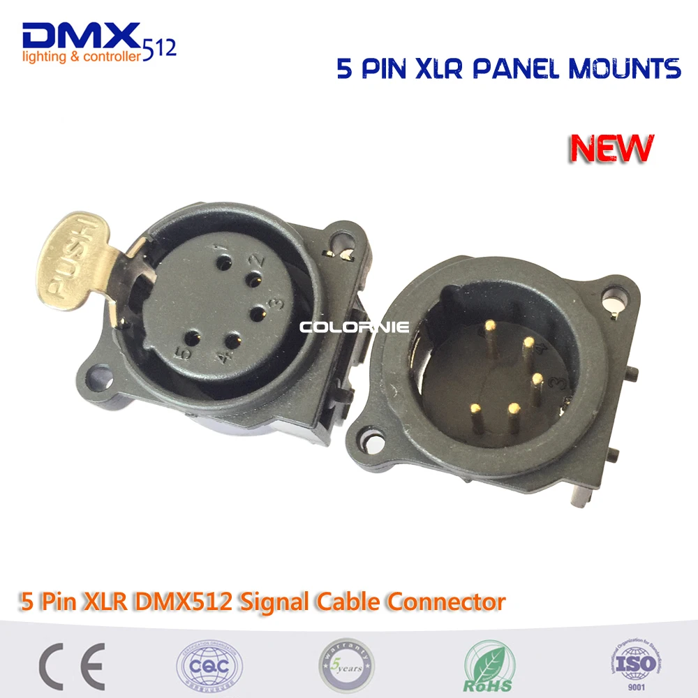 Free shipping 20PCS/lot 5 pin XLR DMX512 Signal Mounted Socket panel