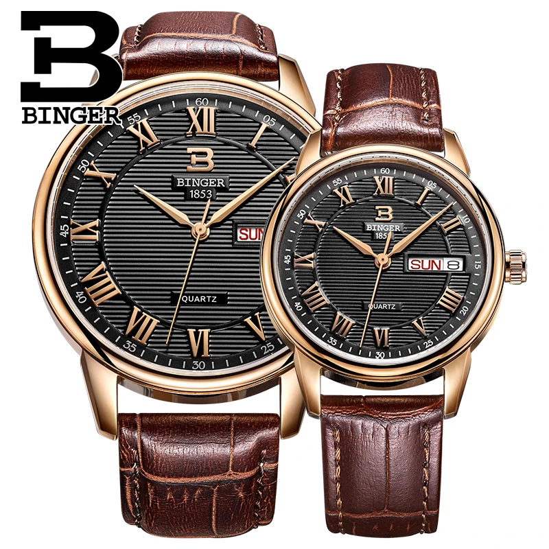 Relógio de Quartzo Relógio de Pulso do Vintage de Couro Stripe Clássico Assistir Casais Calendário Semana Número Roman Real Strap Montre Homme Femme