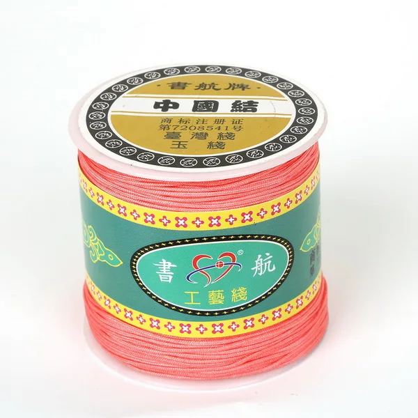 Горячая Распродажа, высокое качество, Нефритовая линия, 0,8 мм, 22 цвета на выбор, 100 ярдов/рулон, китайский Узелок, шнур для плетения ожерелья своими руками - Цвет: deep pink