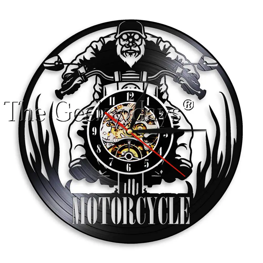 Motorcycle Time Touring Motorcyclis Rider Vinyl Record Wall Clock