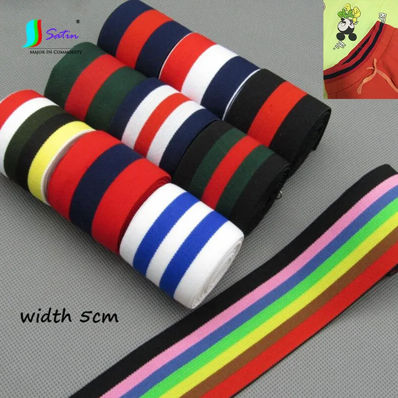 Super Wide 5cm Colorful Soft Stripe Elastic Band,High Quality Width