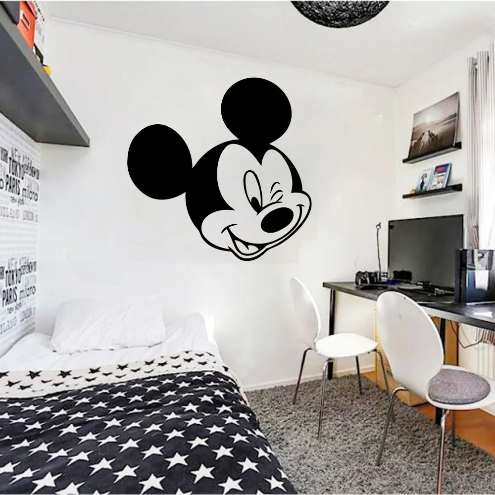 

Vinyl Wall Decal Cartoon Wall Stickers Mickey Mouse Home Decors Bedroom Decor Kids Room Decoration Self Adhesive Wink B651