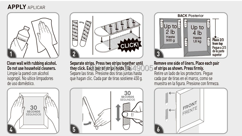 Imagem Quadro Pendurado Tiras de Adesivo de