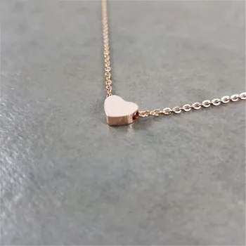 

Stainless Steel Brushed Heart Necklace Women Boho Jewelry Stainless Steel Chain Pendant Rose Gold Necklace Collier Bijoux Femme