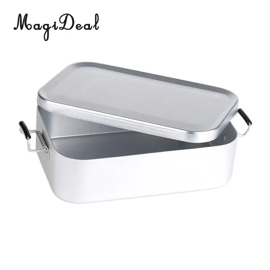 MagiDeal Portable Aluminum Lunch Bento Food Box Container Mess Tin School Kids Camping Picnic BBQ Picnic Mess Kit Accessory