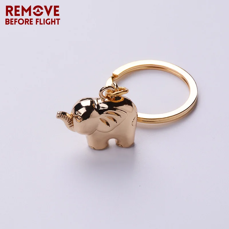 Fashion Jewelry Creative Key Chain of Gold-color Elephant Shaped Keychain Christmas Gifts Key Chains Animal Ring Chaveiro 3