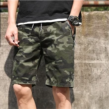 Брендовые мужские шорты Карго модные камуфляжные мужские военные Короткие штаны с принтом Плюс Размер повседневные Свободные тренировочные шорты на шнурке