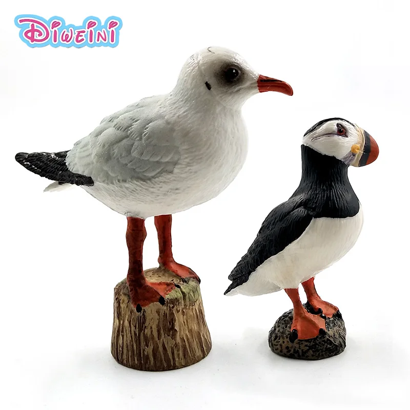 Моделирование животных модель искусственная Чайка Puffin морская птица рисунок Сказочный Сад пластиковые украшения Развивающие игрушки для