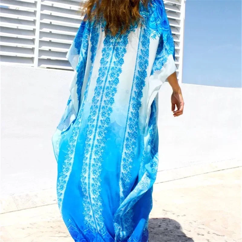 Plus size Cotton Beach Maxi Dress Cover up Bathing suit Cover ups Salida de Playa Kaftan Beach Swimwear Cover up Playeros