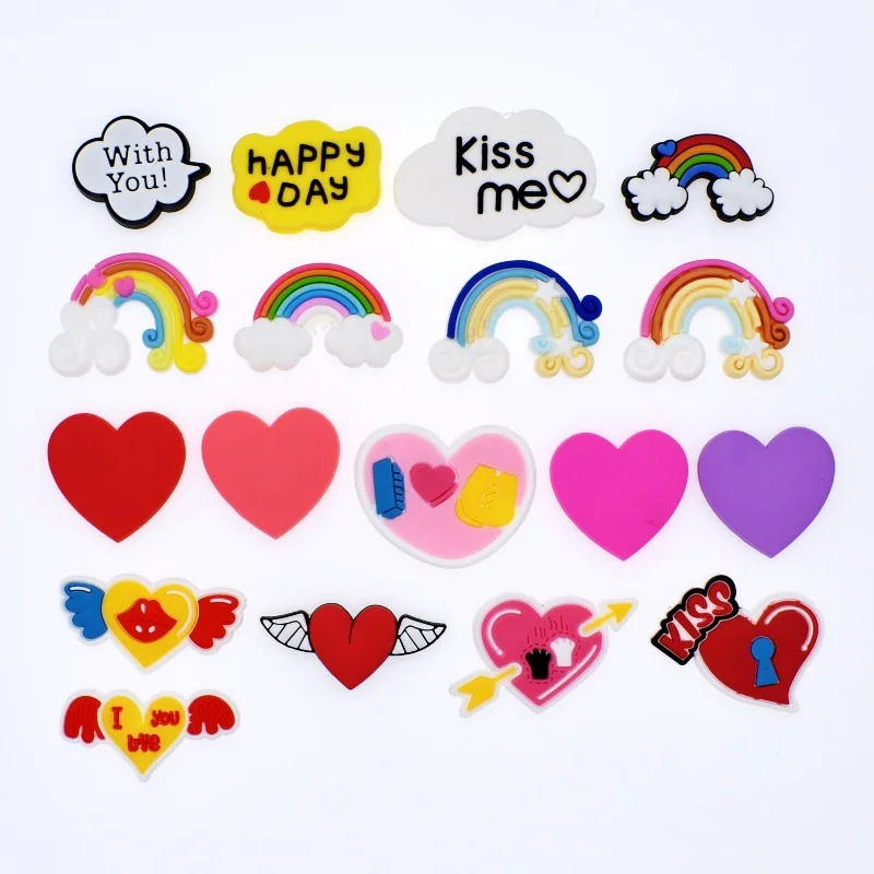 Cartoon Fruit Animals Heart Rainbow Soft PVC Charms Fit Hole Garden Mule Clogs Shoes Bracelet/Wrist - 32935959181