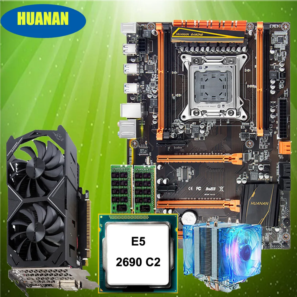 هوانان تشى ديلوكس X79 اللوحة مع M.2 NVMe فتحة وحدة المعالجة المركزية زيون E5 2690 C2 مع برودة RAM 16G (2*8G) RECC GTX1050Ti 4G الفيديو بطاقة