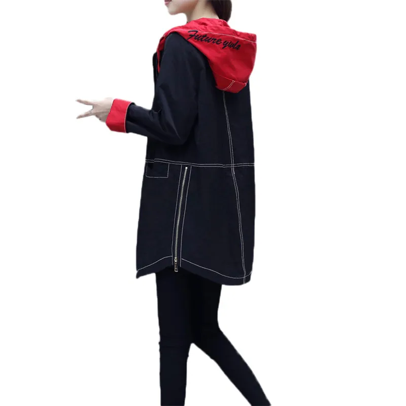 Весенний Тренч 2019 женская верхняя одежда средней длины с капюшоном модная повседневная женская ветровка, куртка свободные тонкие женские