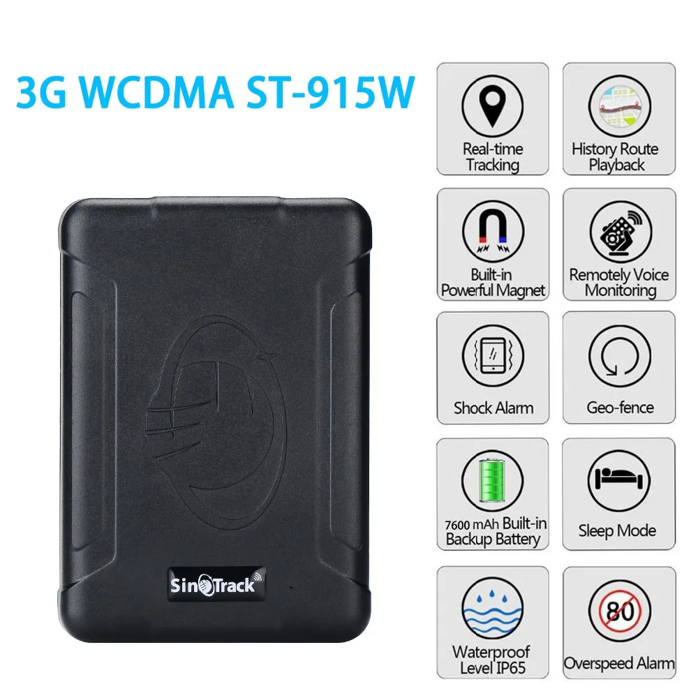 3G WCDMA Waterproof GPS Tracker ST-915W Vehicle Locator Magnet Long Standby 100 Days 7600mAh Real Time Position Tracking device