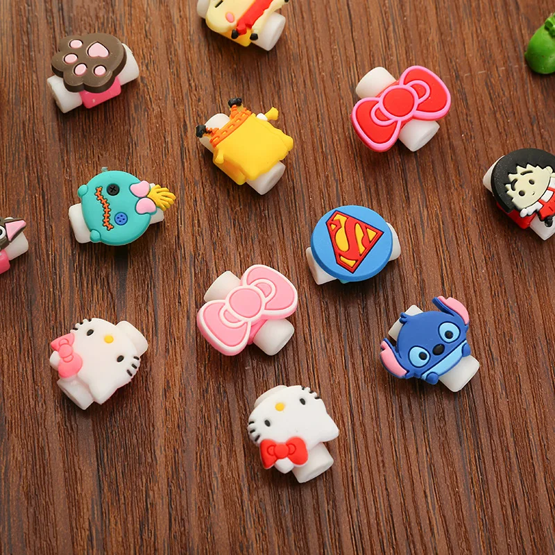 

Cartoon Kawaii Animals Stitch Hello Cat Batman USB Cable Earphone Line Saver For Mobile Phone Charging Data Line Protector EB