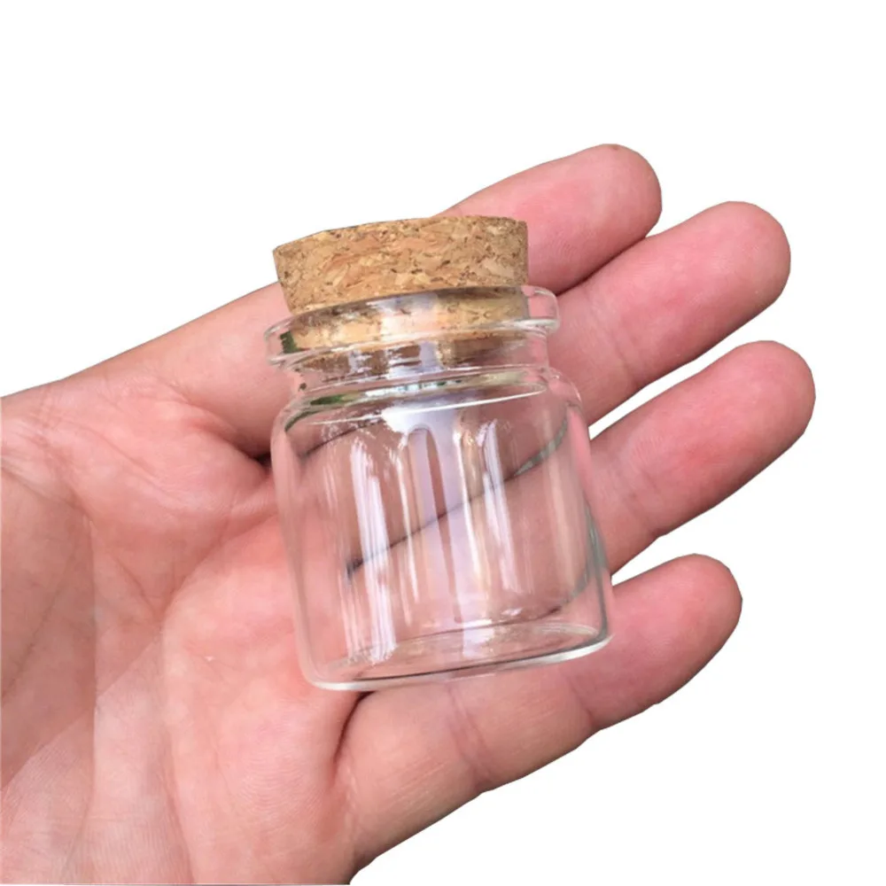 

37x40x27 mm 20ml Clear Transparent Mini Cork Stopper Glass Bottles Message Wishing Bottles 25 pcs New Arrival