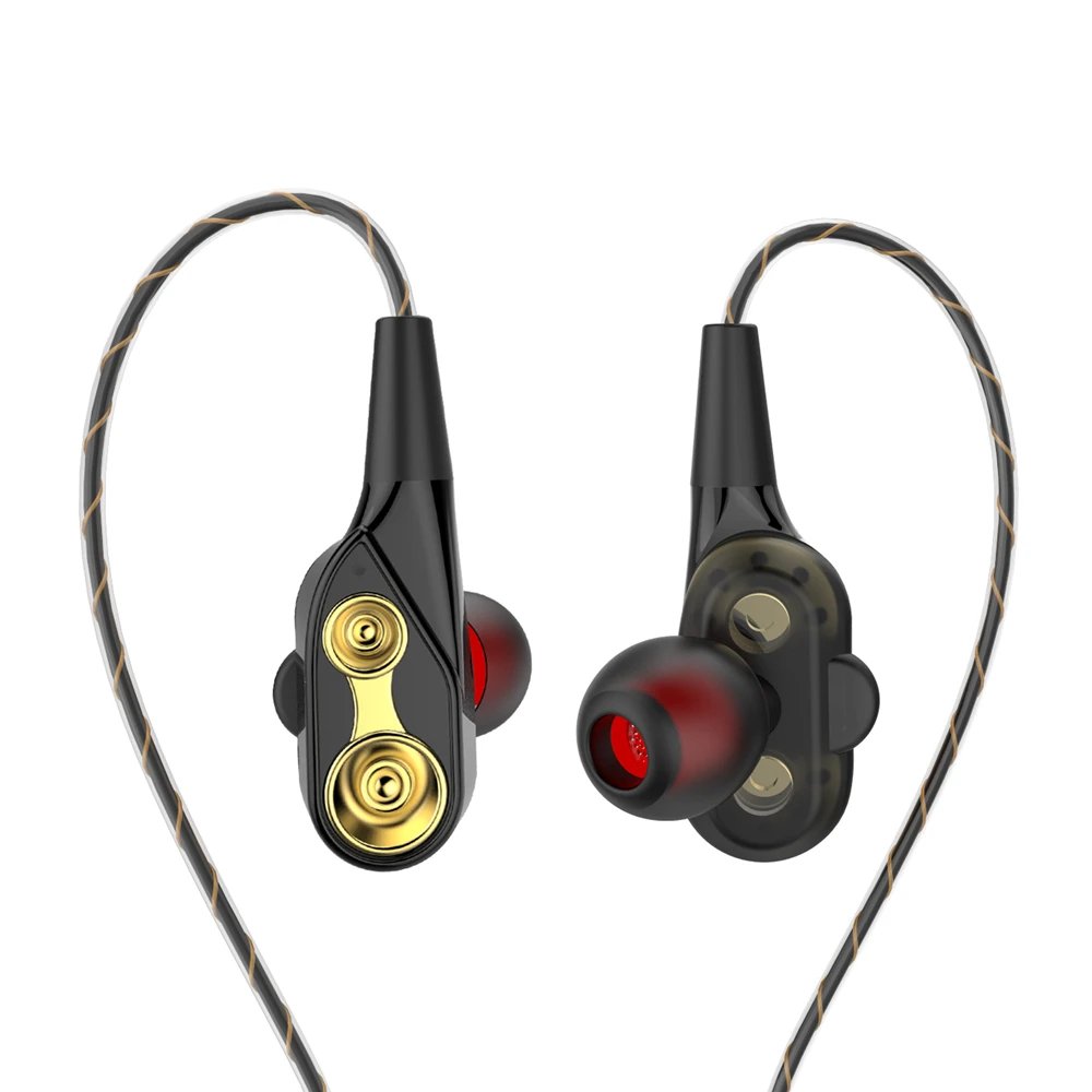 

IPUDIS 3.5mm HiFi Wired Earphone Dual-Dynamic Headphone In-ear earbuds Flexible Cable Anti-wrap Heaset with HD Microphone
