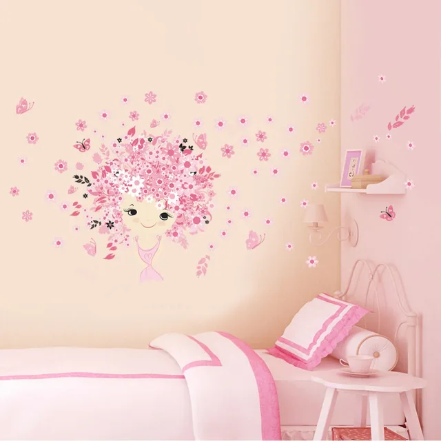 flower flower fairy pink cute baby girl mermaid butterfly home decor