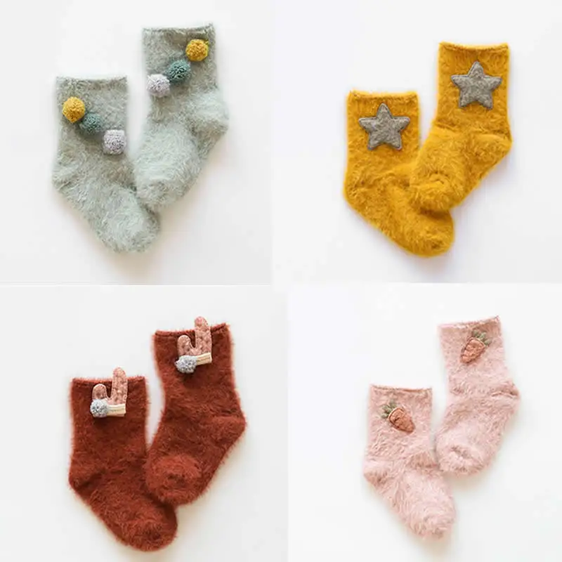 

New winter upset baby socks three-dimensional fish pattern cartoon socks cylinder child socks Sea horse hair Thicken warm sock